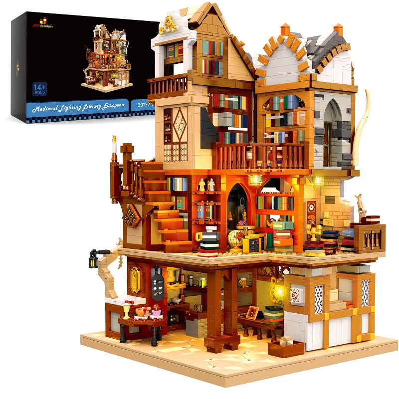 JMBricklayer Medieval Library Lighting BuildingBricks Set 3294 PCS Modular House Construction Building Model Sets City Town Bookstore Collectibles Shop for Adults and Teen - Image 3
