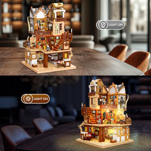 JMBricklayer Medieval Library Lighting BuildingBricks Set 3294 PCS Modular House Construction Building Model Sets City Town Bookstore Collectibles Shop for Adults and Teen - Image 5