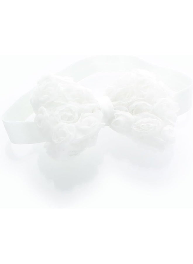 My Lello My Lello Girls Fabric Rose Bow Headbands 2 Pack (Ivory/White)  - Image 4