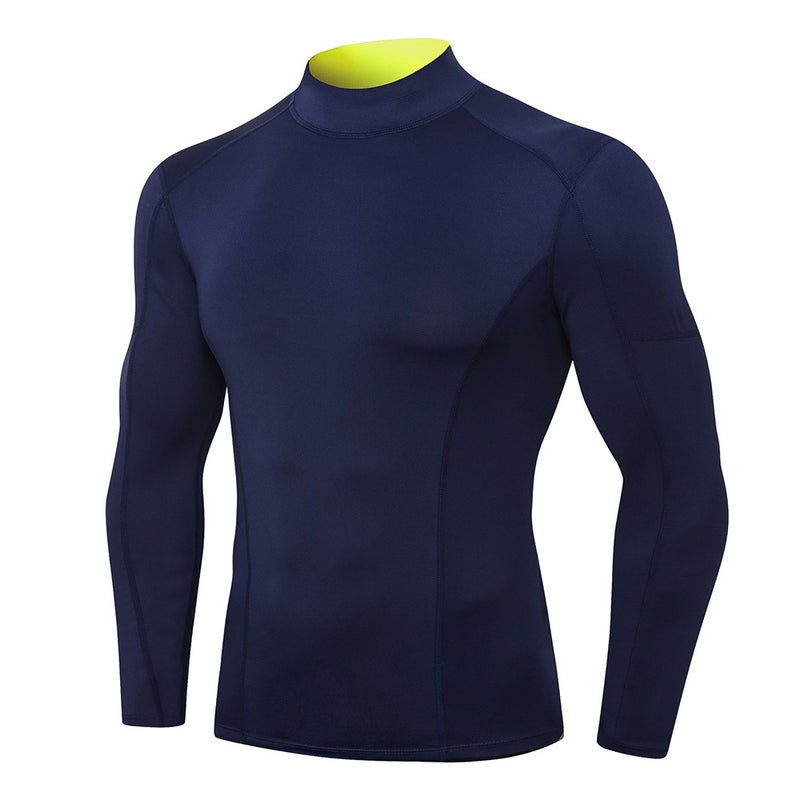 قمصان رياضية للرجال - قمصان طويلة الأكمام - قمصان عنق الكركديه - قمصان عالية الأداء سريعة التجفيف للرياضة والجيم والركض والتدريب - أقمشة منزلية - Image 4
