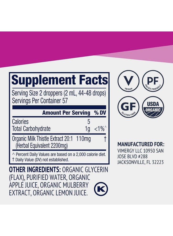 Vimergy Milk Thistle - Supports Liver Function* - Promotes Healthy Digestion* - USDA Certified Organic, Vegan, Gluten-Free - 115 mL (57 Servings) - Image 4