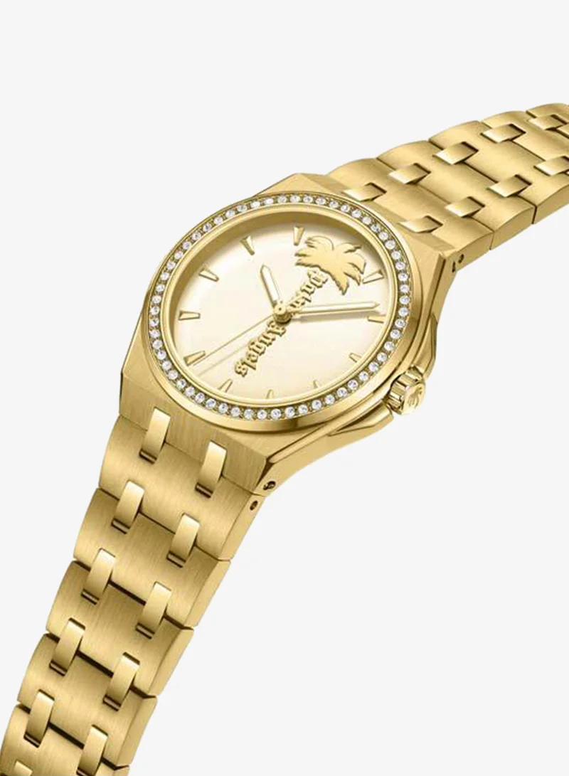 Palm Angels Lunaire Gold Dial Gold Stainless Steel Bracelet Analog Watch for Women, 34mm