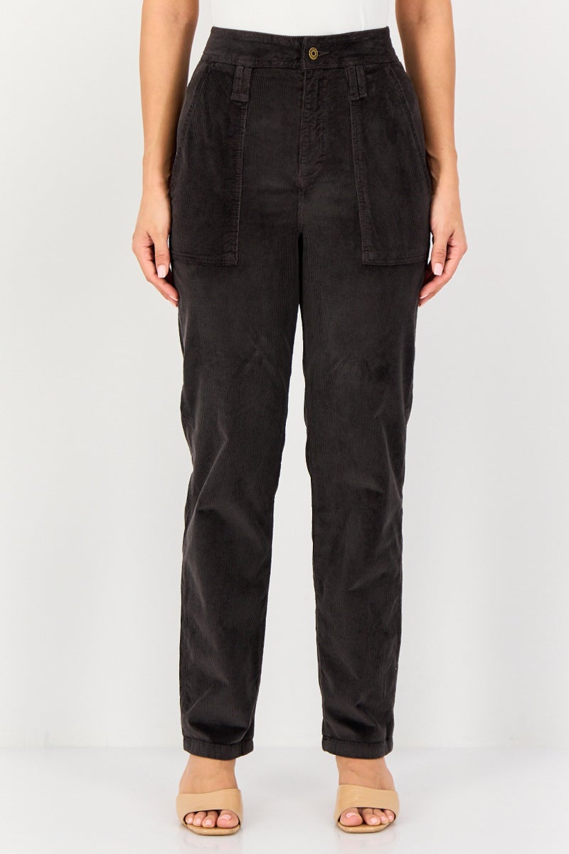 Reiko Women Regular Fit Corduroy Pants, Brown - Image 1
