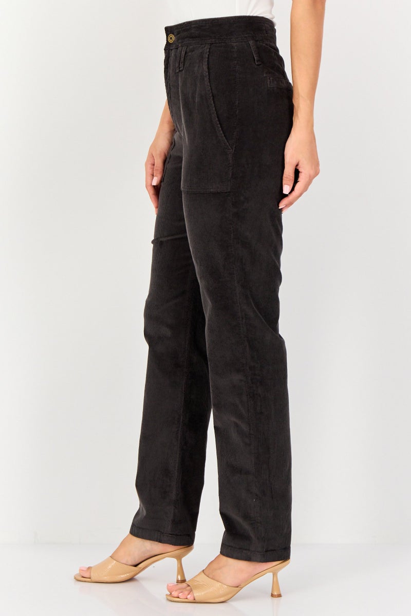 Reiko Women Regular Fit Corduroy Pants, Brown - Image 2