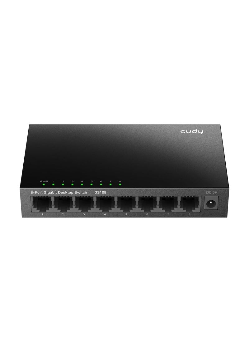 cudy - Cudy GS108 8 Port Gigabit Unmanaged Ethernet Network Switch , Ethernet Splitter Plug & Play Fanless Metal Design - Image 1