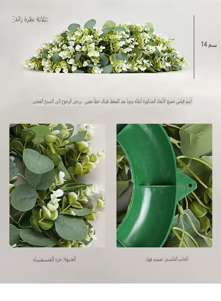 Eucalyptus Wreath - 33cm Round Wall Decor with Free Hanging Cord, Home Hanging Ornament (Artificial Greenery) Suitable for Porch Walls/Windows/Holiday Decorations/Farmhouse Porches/Patios/Garden Accents, Christmas - Image 5