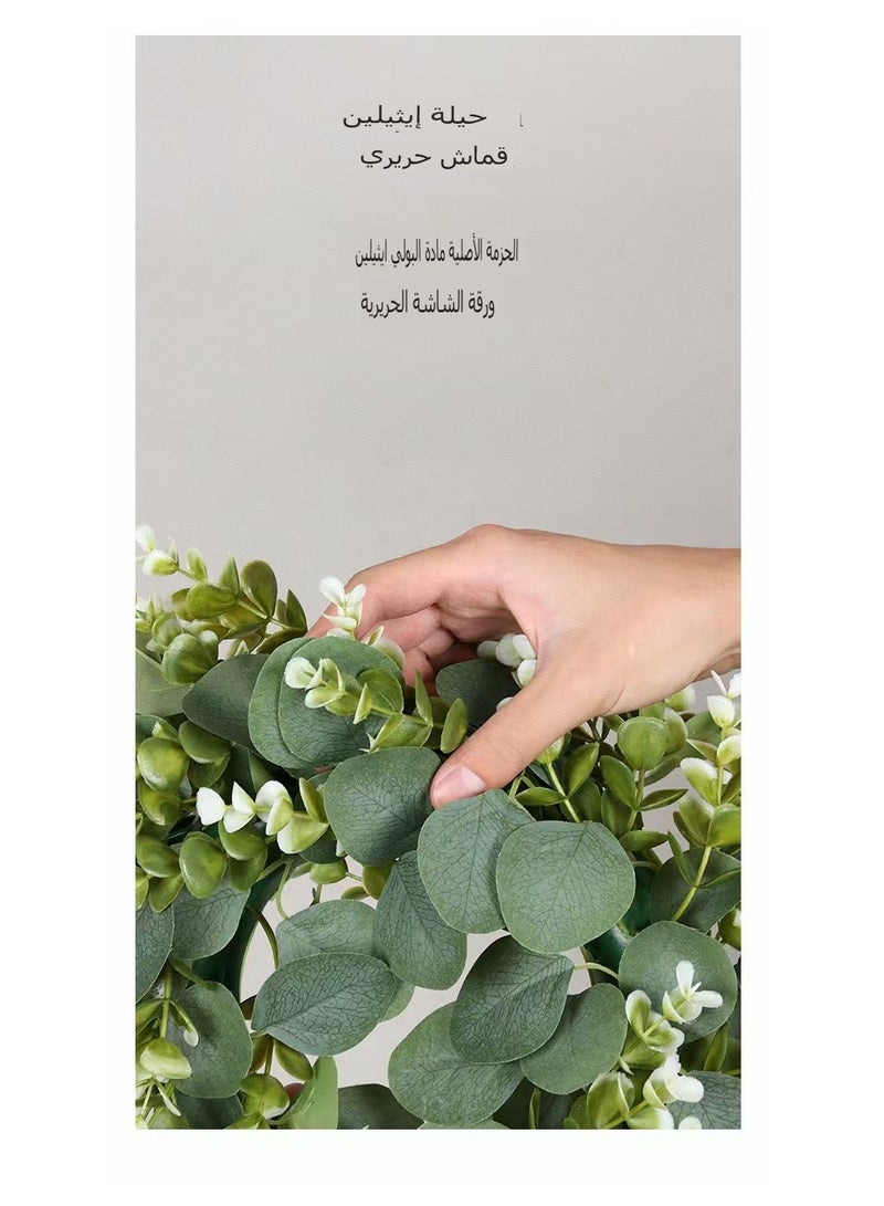 Eucalyptus Wreath - 33cm Round Wall Decor with Free Hanging Cord, Home Hanging Ornament (Artificial Greenery) Suitable for Porch Walls/Windows/Holiday Decorations/Farmhouse Porches/Patios/Garden Accents, Christmas - Image 4