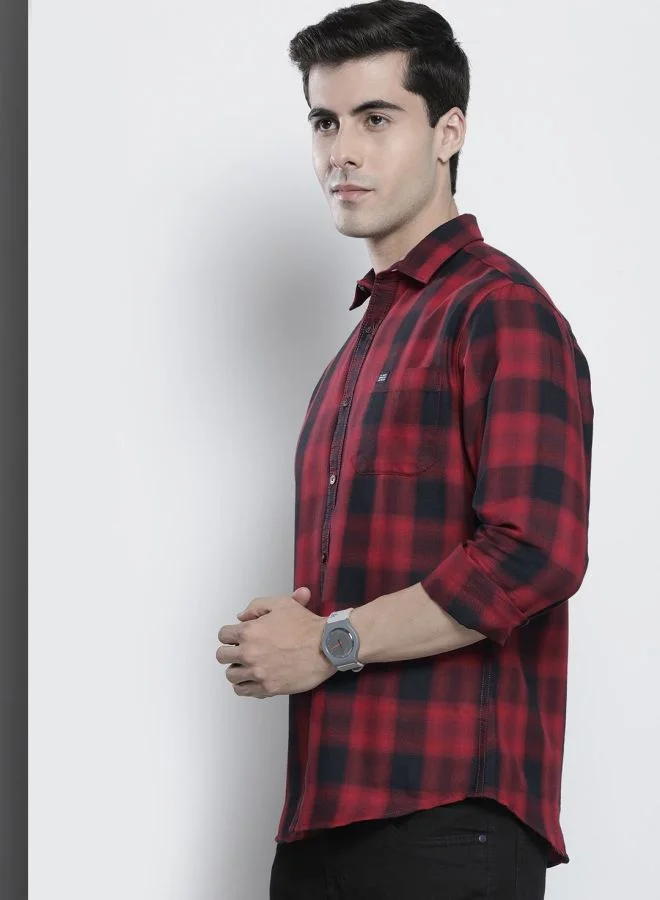 The Indian Garage Co Men Regular Fit Checkered Full Sleeves Spread Collar Casual Shirt