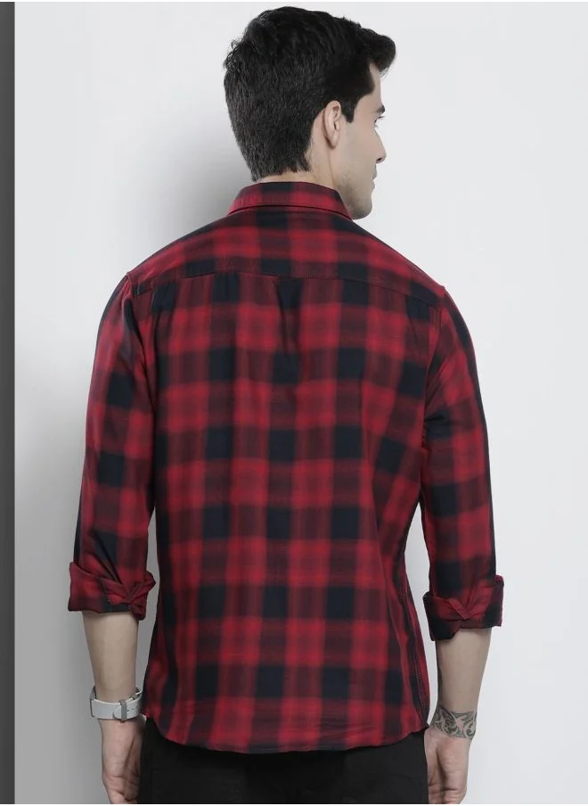 The Indian Garage Co Men Regular Fit Checkered Full Sleeves Spread Collar Casual Shirt