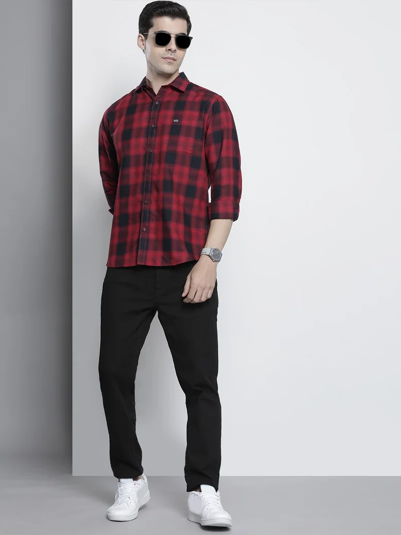 The Indian Garage Co Men Regular Fit Checkered Full Sleeves Spread Collar Casual Shirt
