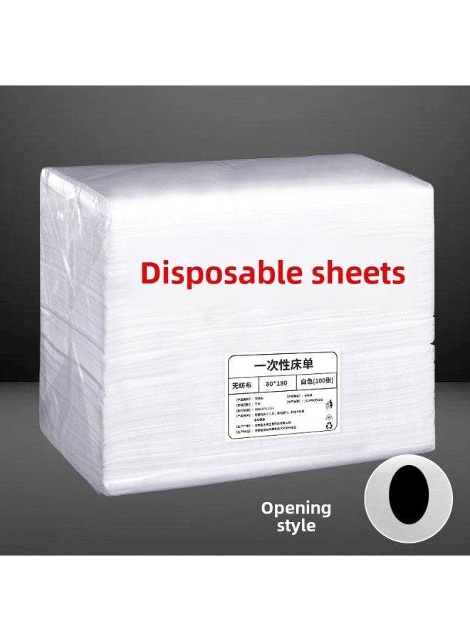 Disposable Bed Sheets Beauty Salon Special Massage Bed Breathable Non-woven Fabric 100 Thick Waterproof Oil With Holes Wholesale-Color:White [porous Bed Sheets]-Specifications:80*190cm Thickened Version - Image 1