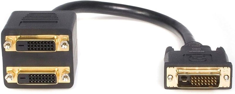 DVI D Male to Dual DVI I Female Y Splitter Cable Adapter - Image 1