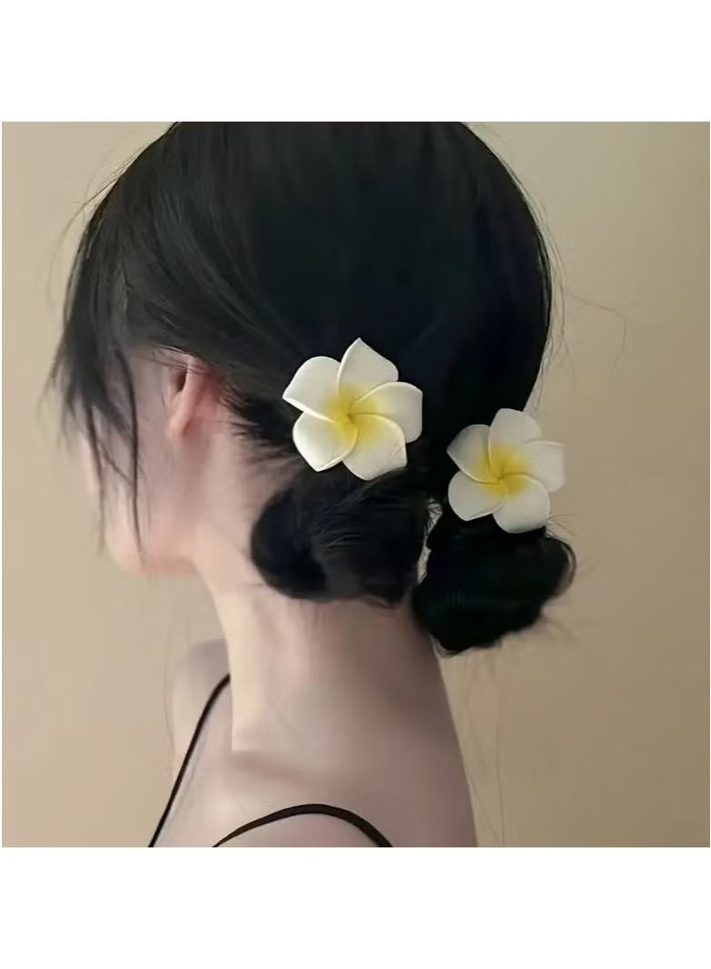 12pcs Hawaiian Plumeria Hair Clips, Frangipani Artificial Flower Foam Hair Barrette for Bridal Wedding Tropical Beach Party - Image 3