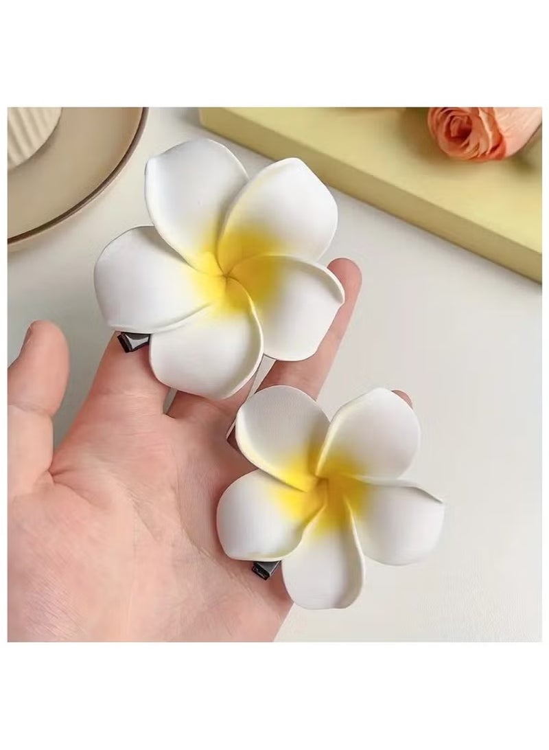 12pcs Hawaiian Plumeria Hair Clips, Frangipani Artificial Flower Foam Hair Barrette for Bridal Wedding Tropical Beach Party - Image 2