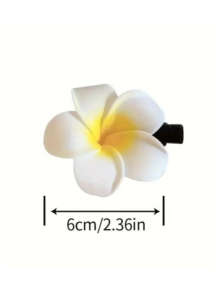 12pcs Hawaiian Plumeria Hair Clips, Frangipani Artificial Flower Foam Hair Barrette for Bridal Wedding Tropical Beach Party - Image 4