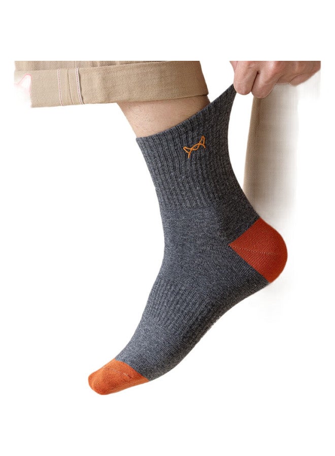 MIIOW Men'S Socks, 100% Pure Cotton Mid-Calf Socks, Summer Odor-Resistant, Antibacterial, Sweat-Absorbing, Athletic All-Cotton Long Socks, 5 Pairs - Image 2
