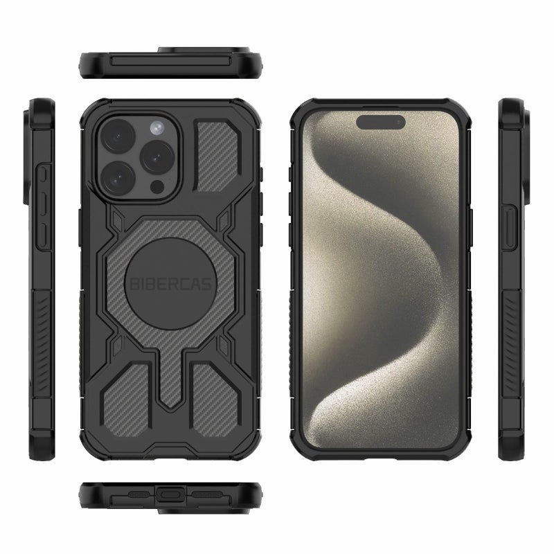 BIBERCAS For Iphone 15 Pro Max Real Color Series Magsafe Shockproof Phone Case(Black) - Image 2