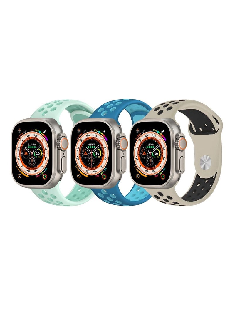 CATANES - 3 Pack For Apple Watch 49mm 45mm 44mm 42mm Silicone Sport Band Nike Strap Compatible With iWatch Series Ultra/8/7/SE/6/5/4/3/2/1 - Image 1