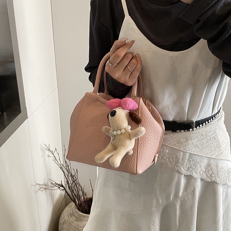 Fashion Litchi Pattern Portable Vegetable Basket Bag Women'S Spring Hand Bucket Bag All-Match Crossbody Bag - Image 4