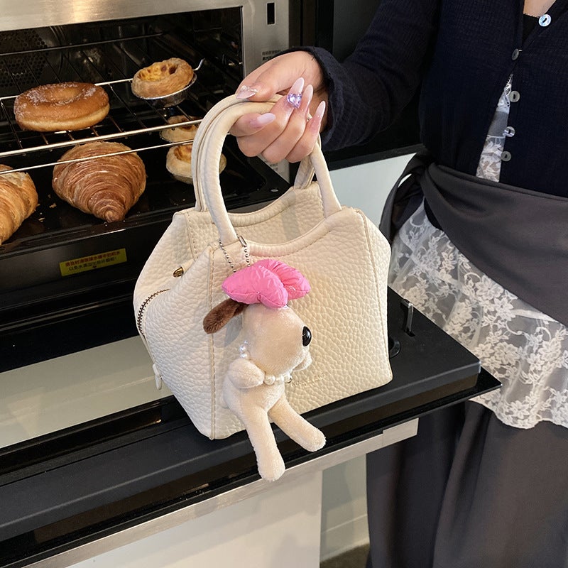 Fashion Litchi Pattern Portable Vegetable Basket Bag Women'S Spring Hand Bucket Bag All-Match Crossbody Bag - Image 2