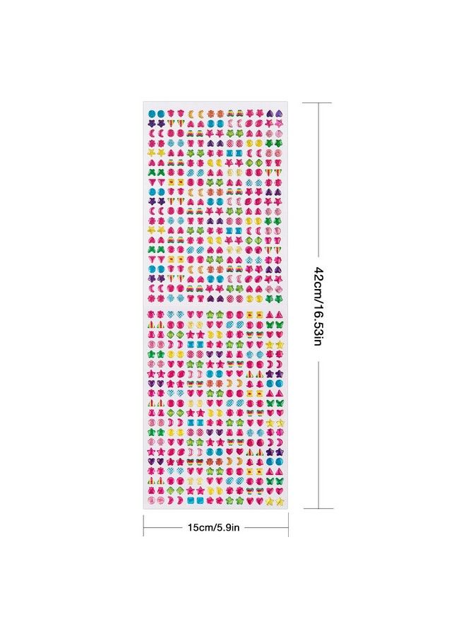 SAVITA 2000+ Stick On Earrings 3D Gem Stickers Glitter Sparkle Crystal Stickers Sticker Earrings For Girls Kids Children Multiple Colors & Shapes (4 Sheet)  - Image 3