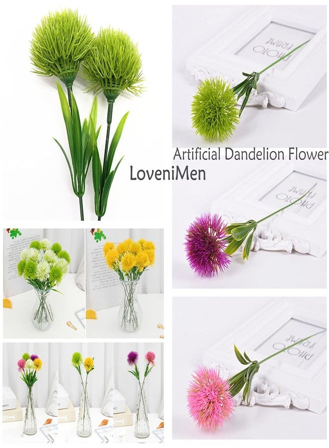 LOVENIMEN Artificial Dandelion Flowers (Green 10 Pcs) Plastic Plants Shrubs Bushes Fake Grass Wedding Indoor Outdoor Home Garden Verandah Centerpieces Arrangements Party Decoration Planting Filler - Image 5