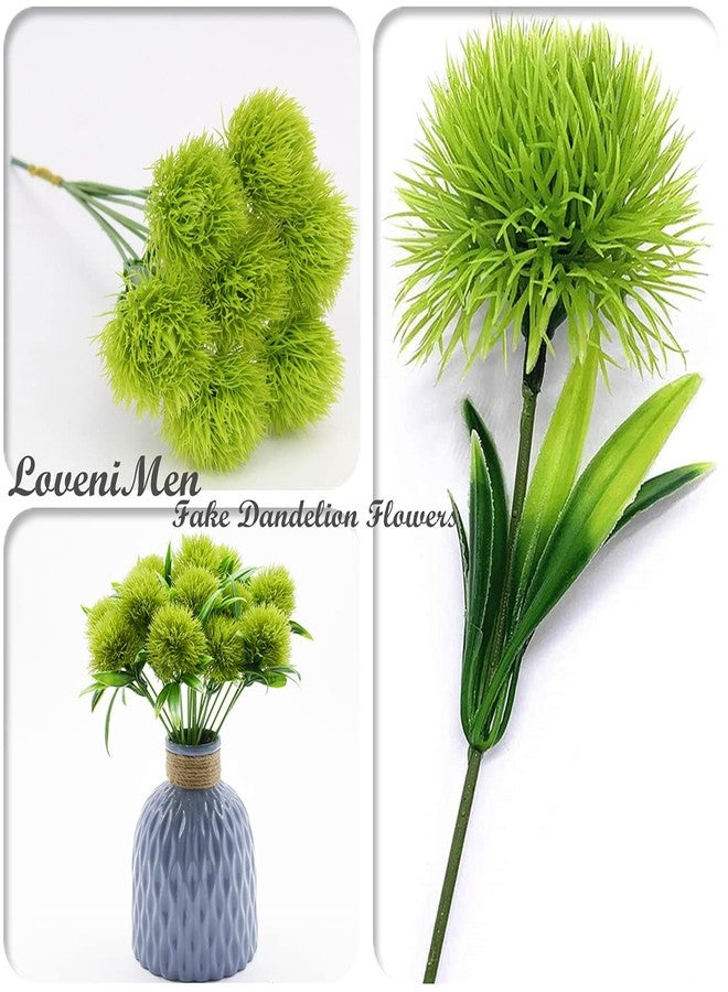 LOVENIMEN Artificial Dandelion Flowers (Green 10 Pcs) Plastic Plants Shrubs Bushes Fake Grass Wedding Indoor Outdoor Home Garden Verandah Centerpieces Arrangements Party Decoration Planting Filler - Image 3