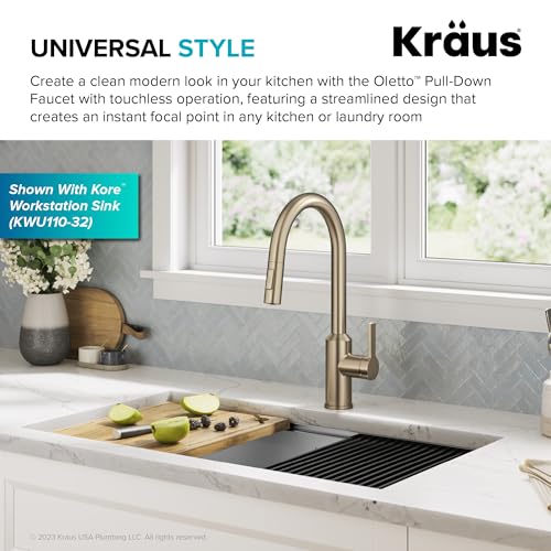 KRAUS Oletto Touchless Sensor Pull-Down Single Handle Kitchen Faucet in Spot-Free Antique Champagne Bronze, KSF-2830SFACB - Image 2