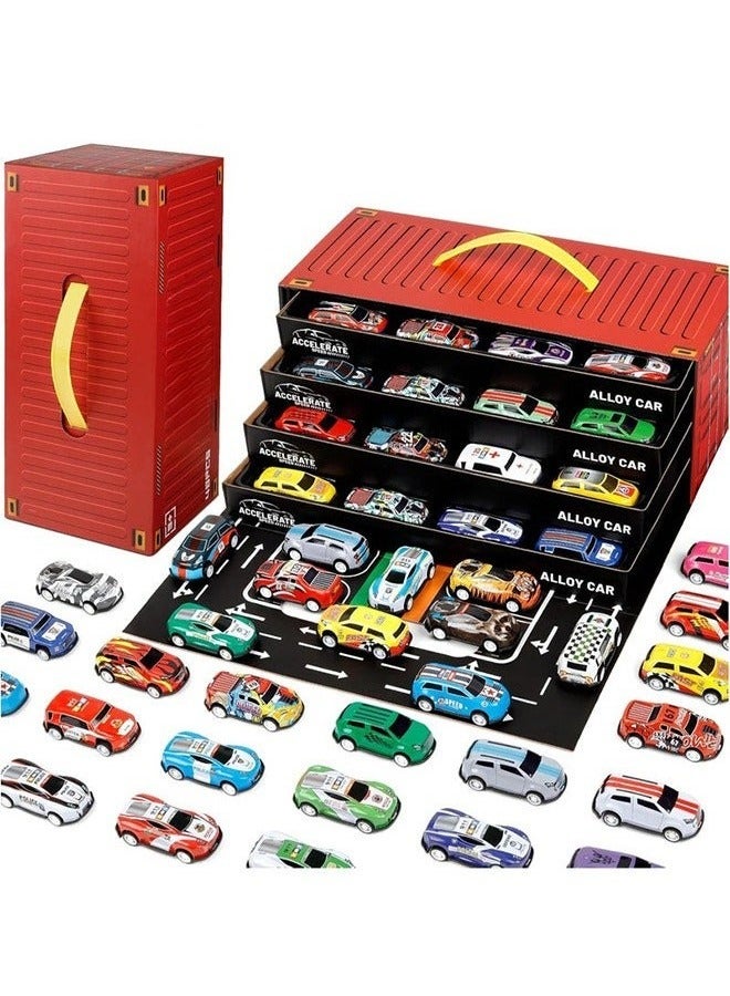 XiuWoo 48pcs Pull Back Cars Set,Alloy Racing Car Toys,Bulk Mental Trucks Toy Vehicles Set,Toy Cars for Kids Ages 3-8 Goodie Bag Stuffers Mini Cars Party Favors for Kids Boys and Girls - Image 1