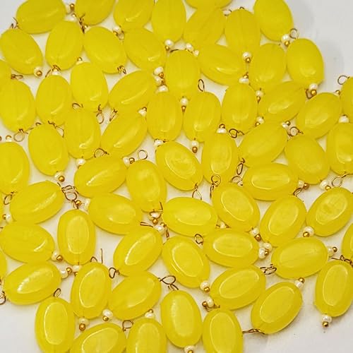 INDIKONB Chocolate Shape Lariya Bead for Blouse, Embroidery Saree – 100 Pcs Plastic Beads for Embroidery Work, Saree Kuchu Beads, Blouse Work Accessories (Yellow) - Image 1