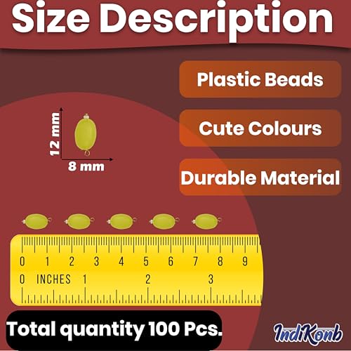 INDIKONB Chocolate Shape Lariya Bead for Blouse, Embroidery Saree – 100 Pcs Plastic Beads for Embroidery Work, Saree Kuchu Beads, Blouse Work Accessories (Yellow) - Image 2