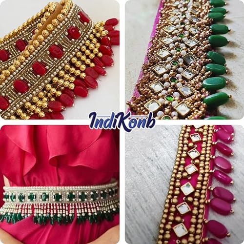 INDIKONB Chocolate Shape Lariya Bead for Blouse, Embroidery Saree – 100 Pcs Plastic Beads for Embroidery Work, Saree Kuchu Beads, Blouse Work Accessories (Yellow) - Image 4