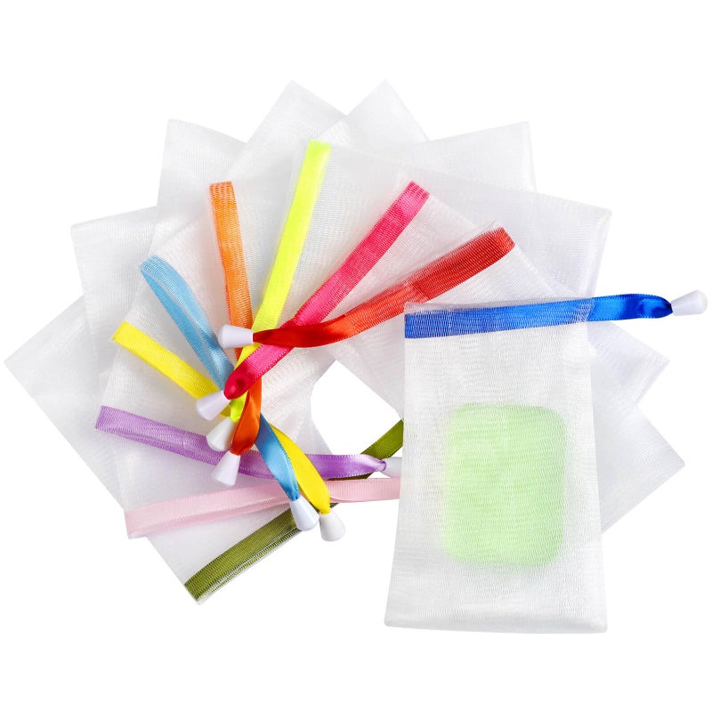 Fiwimtu Soap Saver Bag, 10PCS Exfoliating Soap Pouch, Soap Bags for Soap Bars, Mesh Soap Bags with Drawstring Body Facial Cleaning - Image 1