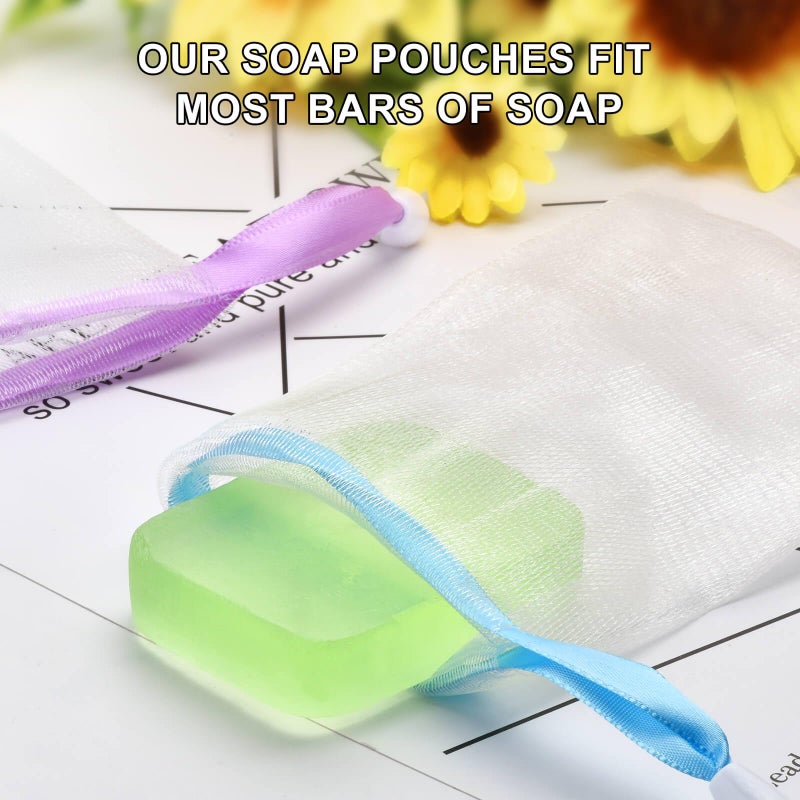 Fiwimtu Soap Saver Bag, 10PCS Exfoliating Soap Pouch, Soap Bags for Soap Bars, Mesh Soap Bags with Drawstring Body Facial Cleaning - Image 3