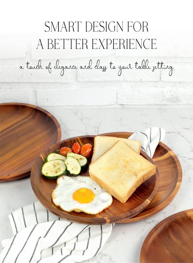 FANICHI Wooden plates (set of 4-11inch) Dinner Plates, Acacia Round Wood Plates, Unbreakable Classic Plates, Easy Cleaning & Lightweight for Dishes Snack, Dessert, Housewarming, Christmas Gift - Image 5