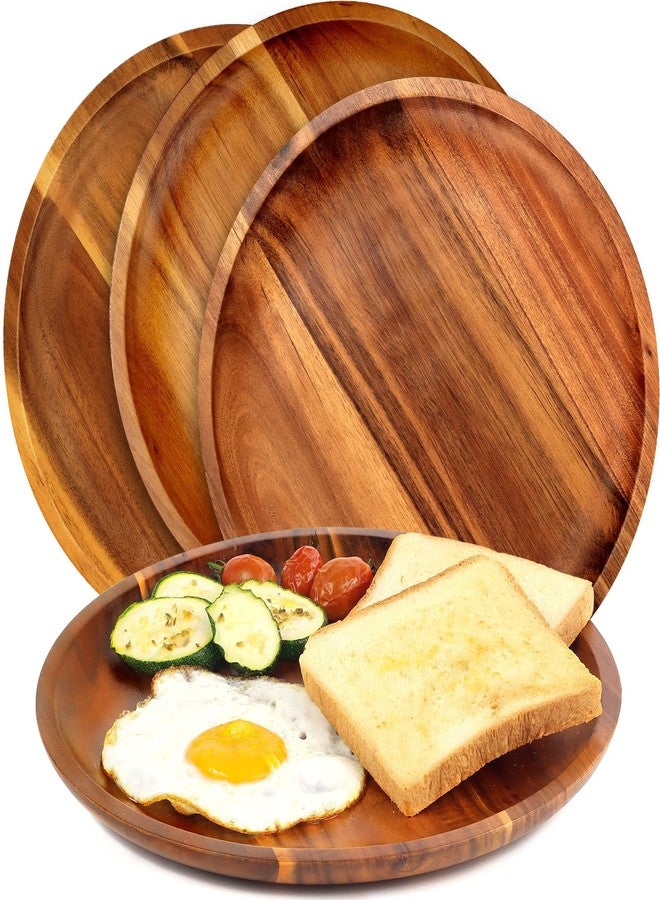 FANICHI Wooden plates (set of 4-11inch) Dinner Plates, Acacia Round Wood Plates, Unbreakable Classic Plates, Easy Cleaning & Lightweight for Dishes Snack, Dessert, Housewarming, Christmas Gift - Image 1