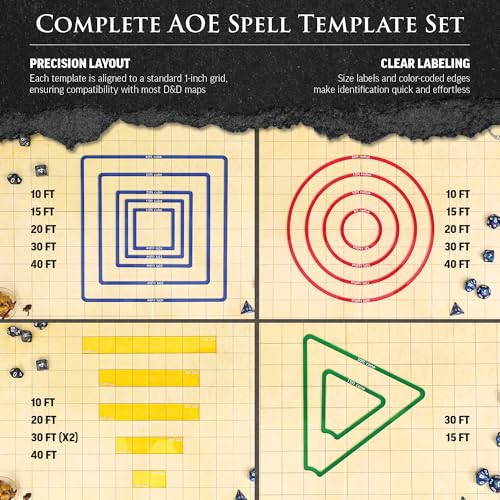 Futhark Area of Effect Spell Templates, Set of 16 - Acrylic DND AOE Damage Marker Compatible with Dungeons & Dragons and Other RPGs - Image 4