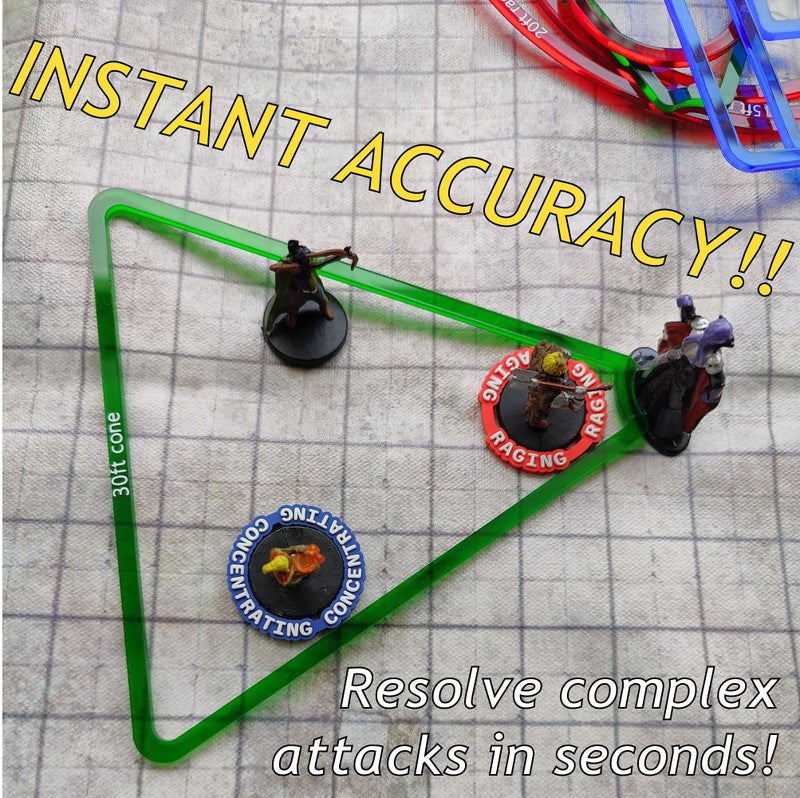 Futhark Area of Effect Spell Templates, Set of 16 - Acrylic DND AOE Damage Marker Compatible with Dungeons & Dragons and Other RPGs - Image 2