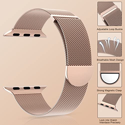 MARGE PLUS Compatible with Apple Watch Band 38mm 40mm 41mm 42mm 44mm 45mm 46mm 49mm Women Men, Stainless Steel Mesh Loop Magnetic Clasp Replacement for iWatch Series 11 10 9 8 7 6 5 4 SE3 SE2 Ultra 3 - Image 4