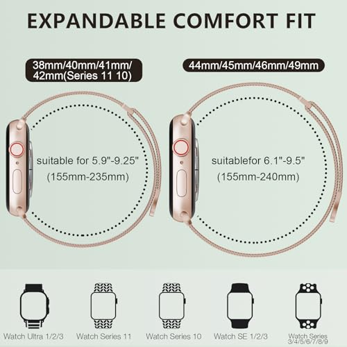 MARGE PLUS Compatible with Apple Watch Band 38mm 40mm 41mm 42mm 44mm 45mm 46mm 49mm Women Men, Stainless Steel Mesh Loop Magnetic Clasp Replacement for iWatch Series 11 10 9 8 7 6 5 4 SE3 SE2 Ultra 3 - Image 2