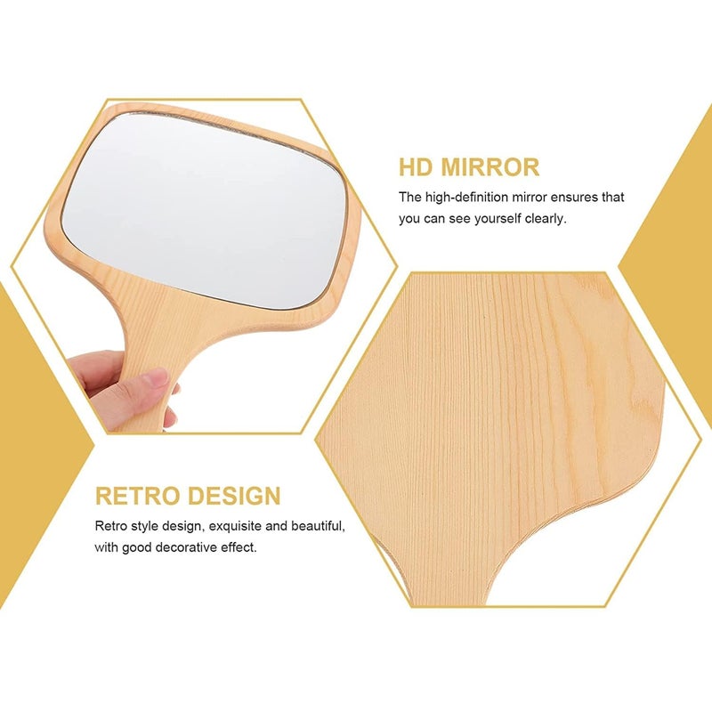 KIRA KIRA Wooden Handle Mirror Square Shape for Shaving Makeup Grooming Portable Handheld Modern Beauty Hand Mirror with Hanging Dressing Table Travel Kit Or Bathroom - Image 5