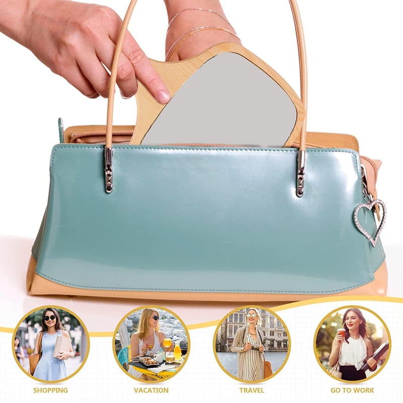 KIRA KIRA Wooden Handle Mirror Square Shape for Shaving Makeup Grooming Portable Handheld Modern Beauty Hand Mirror with Hanging Dressing Table Travel Kit Or Bathroom - Image 4