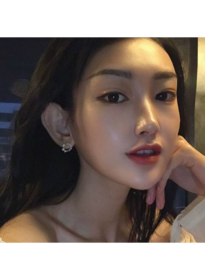 Goolsky New Pearl Geometric Stud Earrings for Women – Small Round Zircon Silver Earrings, Minimalist Everyday Jewelry, Sparkling Zircons Hypoallergenic, Office/Daily Wear - Image 4