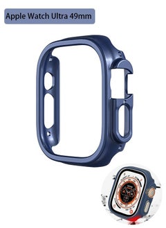 Generic Apple Watch Ultra 49mm Shockproof Hard Case, Ultra Thin Lightweight Electroplating Hard PC Frame Cover Frosted Texture Half Pack Protective Case (Blue)  - Image 1