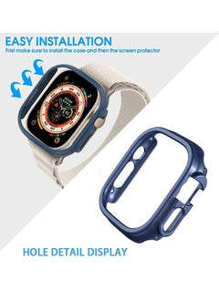 Generic Apple Watch Ultra 49mm Shockproof Hard Case, Ultra Thin Lightweight Electroplating Hard PC Frame Cover Frosted Texture Half Pack Protective Case (Blue)  - Image 3