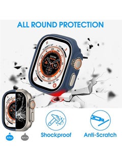 Generic Apple Watch Ultra 49mm Shockproof Hard Case, Ultra Thin Lightweight Electroplating Hard PC Frame Cover Frosted Texture Half Pack Protective Case (Blue)  - Image 4