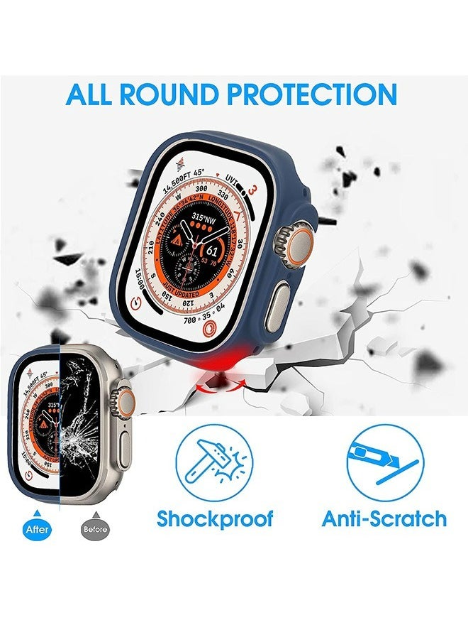 Generic Apple Watch Ultra 49mm Shockproof Hard Case, Ultra Thin Lightweight Electroplating Hard PC Frame Cover Frosted Texture Half Pack Protective Case (Blue)  - Image 4