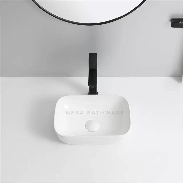 Nexa Bathware Ceramic Wash Basin Luxurious Wash basin Table Top Bathroom Sink Wash Basin Super White Colour With Glossy Finishing 14 x 10 x 43 INCH ALEX - Image 2