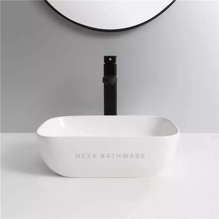 Nexa Bathware Ceramic Wash Basin Luxurious Wash basin Table Top Bathroom Sink Wash Basin Super White Colour With Glossy Finishing 14 x 10 x 43 INCH ALEX - Image 3