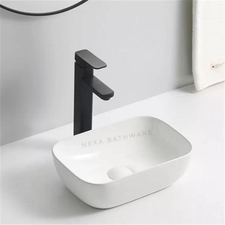 Nexa Bathware Ceramic Wash Basin Luxurious Wash basin Table Top Bathroom Sink Wash Basin Super White Colour With Glossy Finishing 14 x 10 x 43 INCH ALEX - Image 1